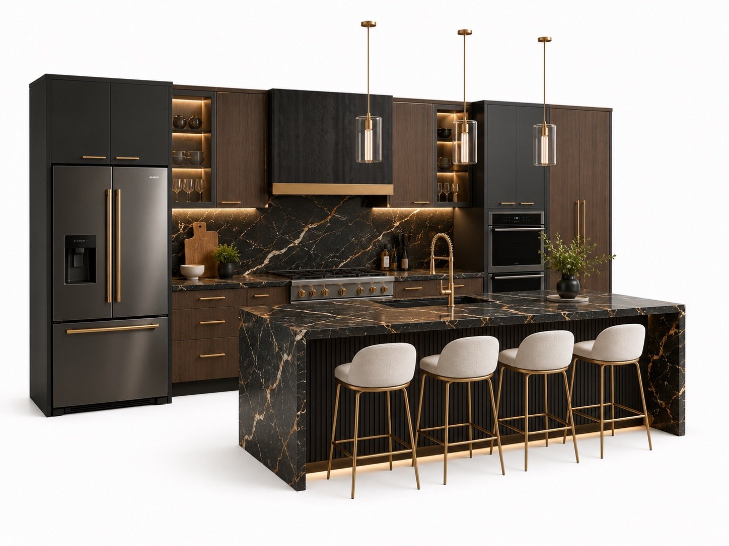 Luxury black and walnut kitchen website concept by DreCom